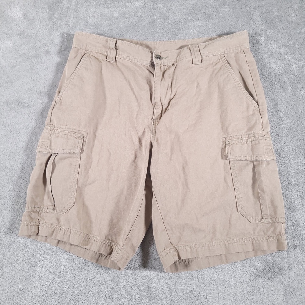 Columbia Cargo Shorts Mens 32 Tan Cobalt Lake Cotton Utility Outdoor Hiking